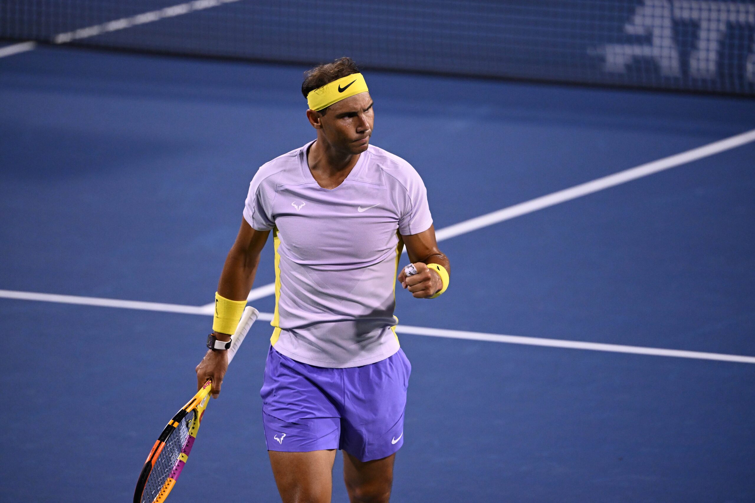 Rafael Nadal fist bumping at the crowd