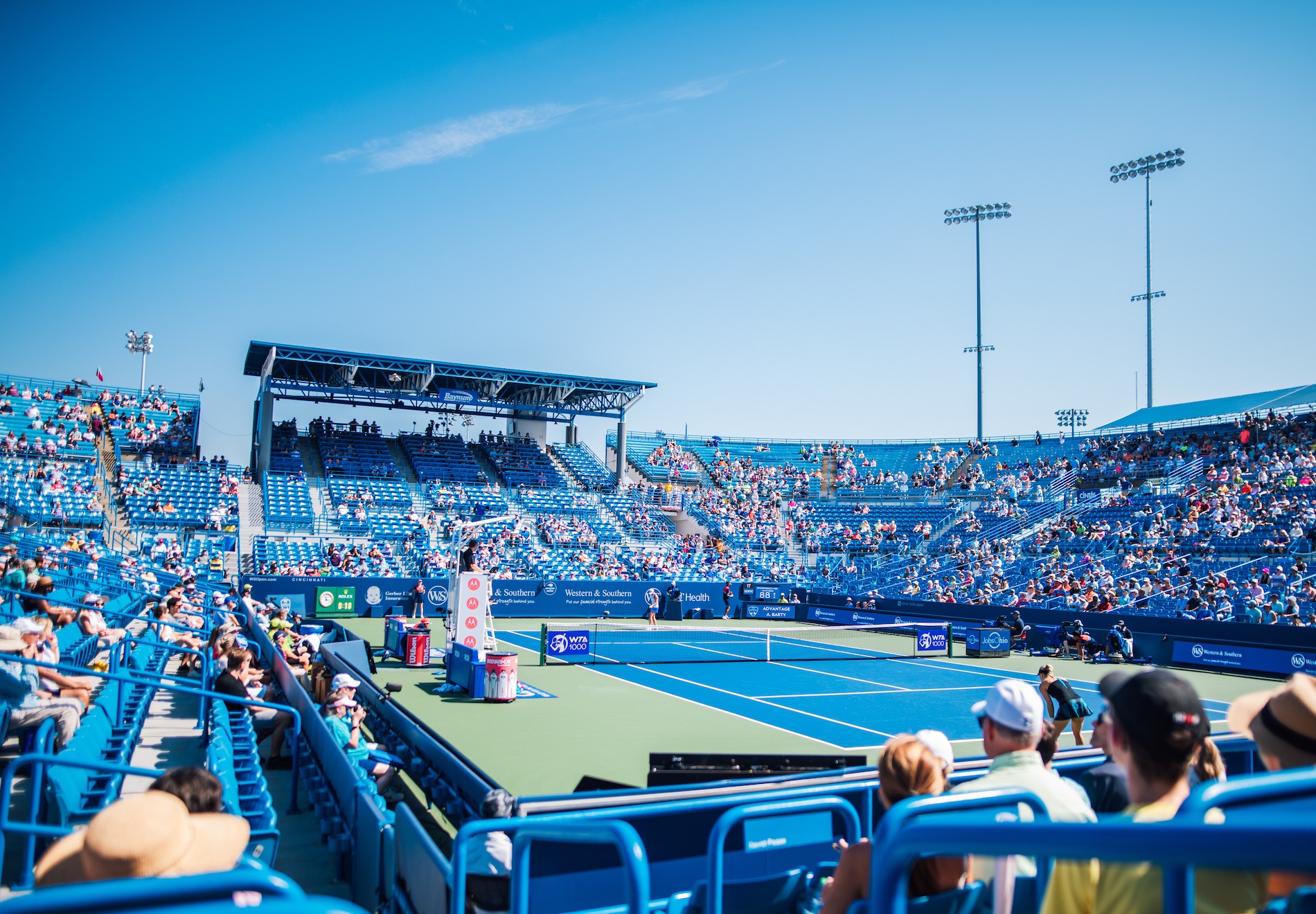 full view of tennis stadium on a beautiful day