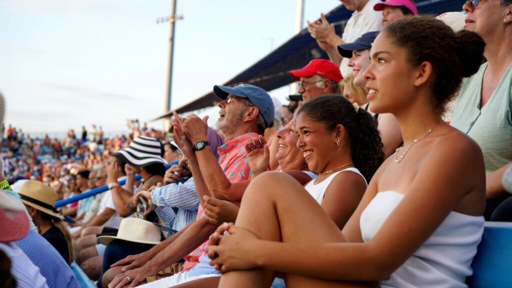 Fans watching and cheering