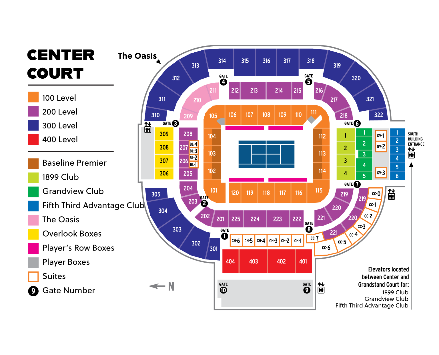 Center Court seat map