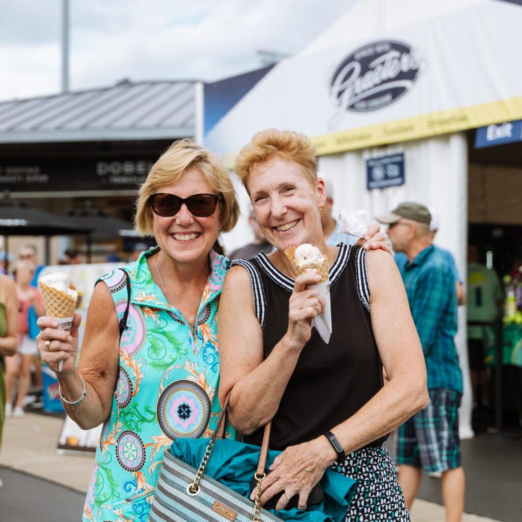 fans eating ice cream