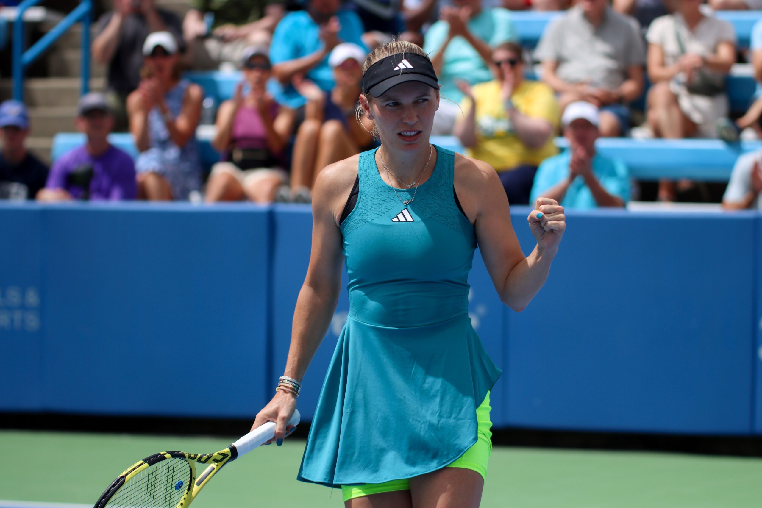 Caroline Wozniacki pumps her fist