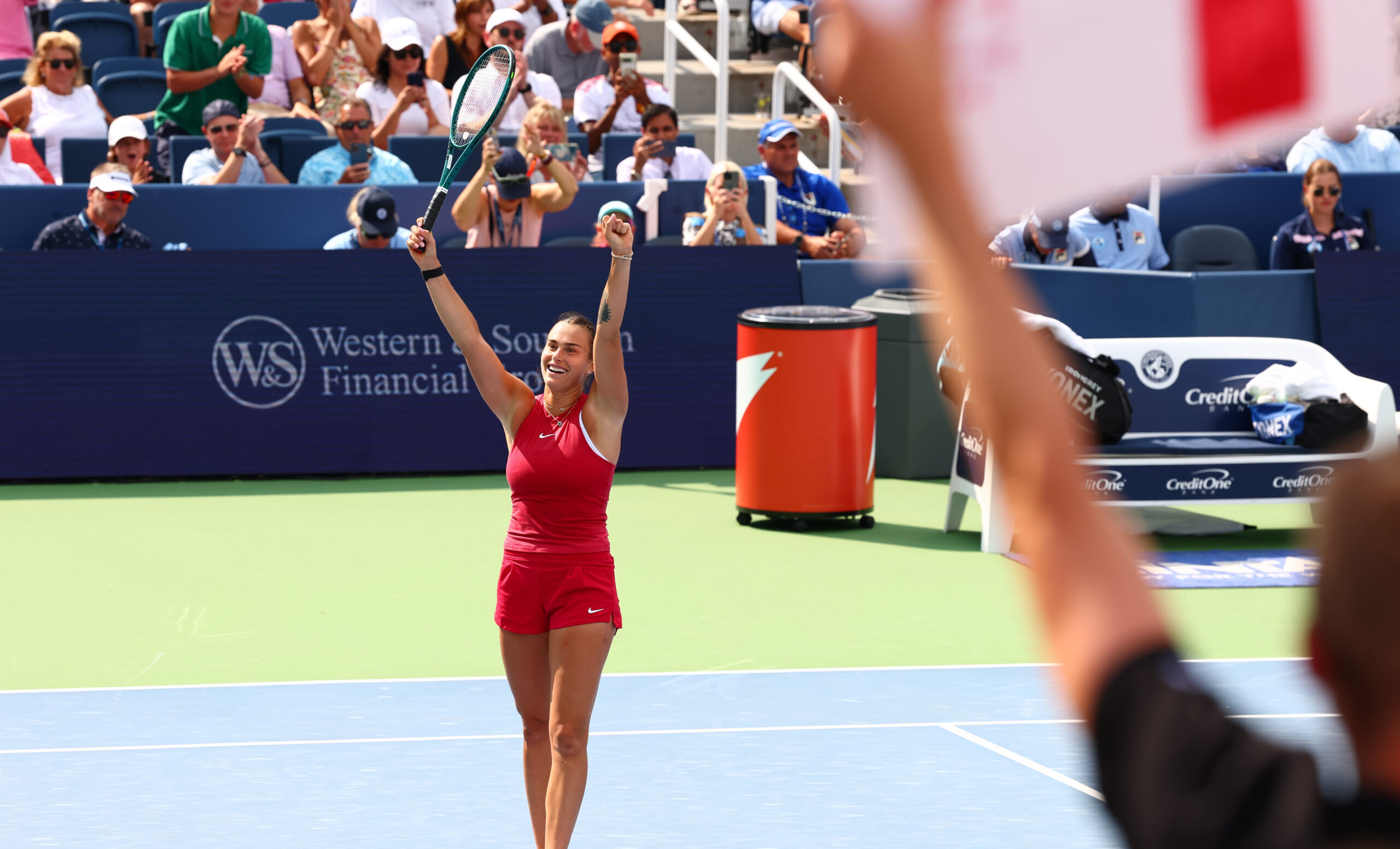 Aryna Sabalenka celebrates