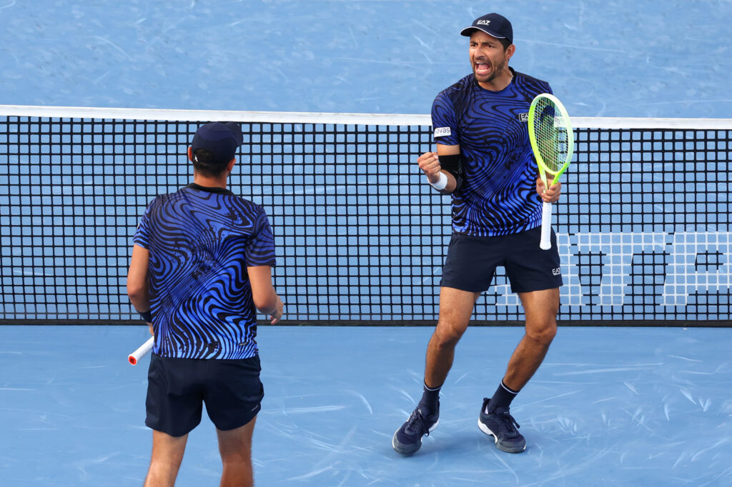 men's doubles celebration