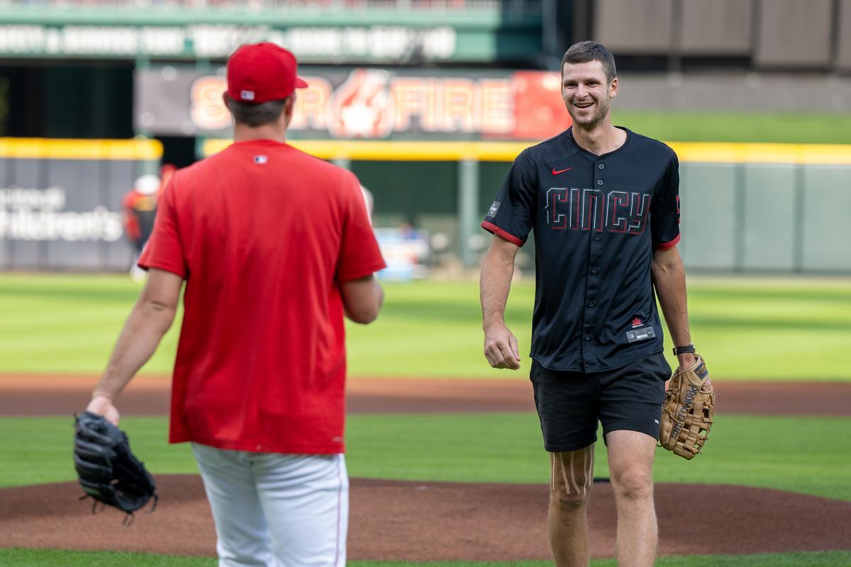 Two players on a baseball field.