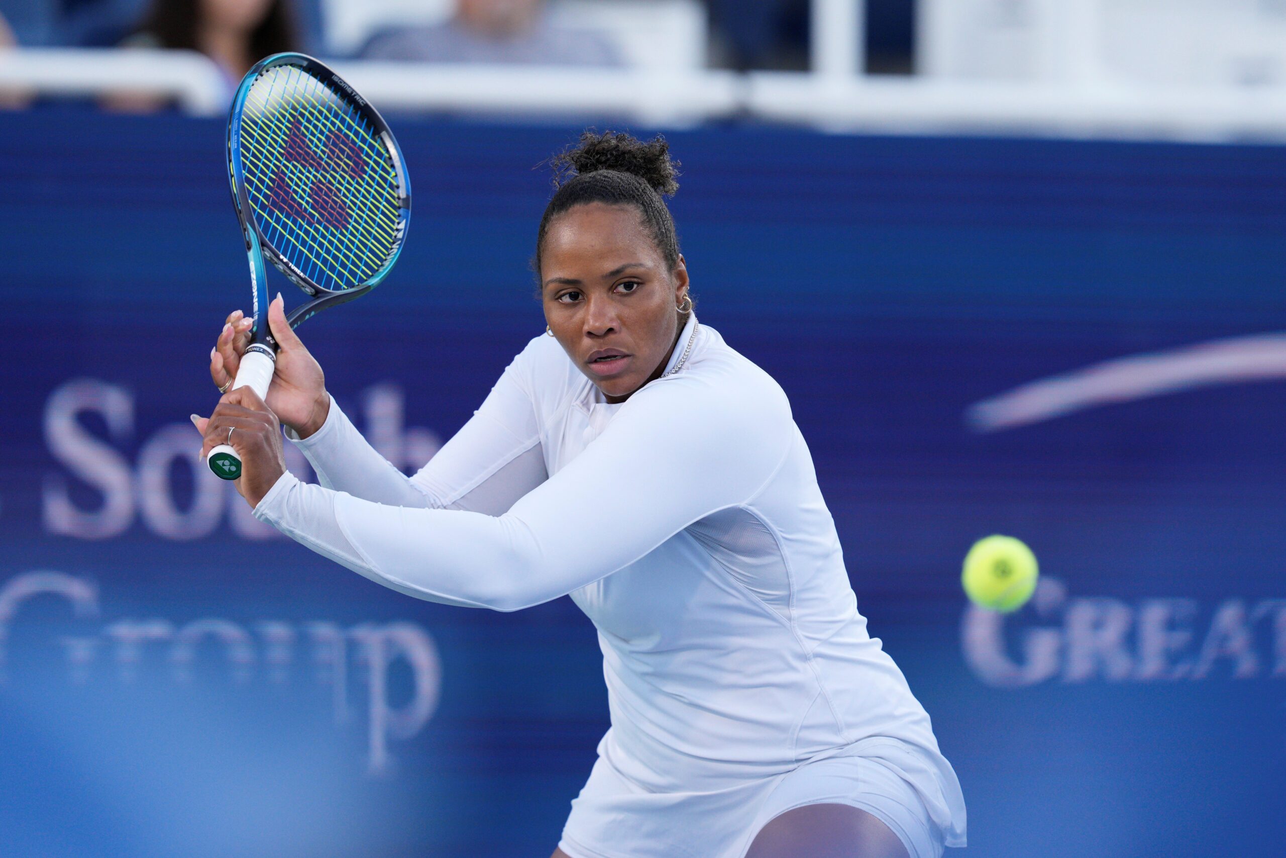 Taylor Townsend prepares to hit a shot