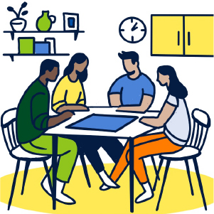 sitting at kitchen table