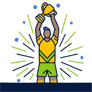 holding trophy