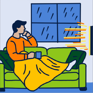 relaxing on couch