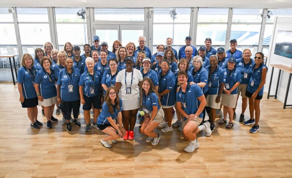 Group of volunteers smiling at the camera