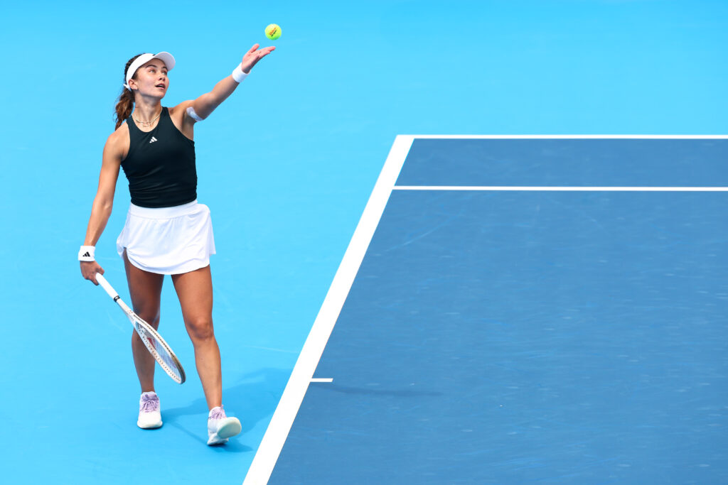tennis, serving, teenager, woman, hard court