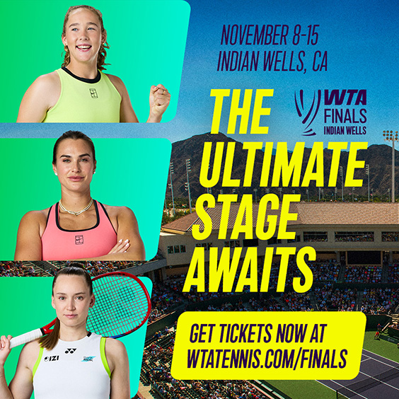 WTA ad regarding the WTA finals in Indian Wells from November 8-15