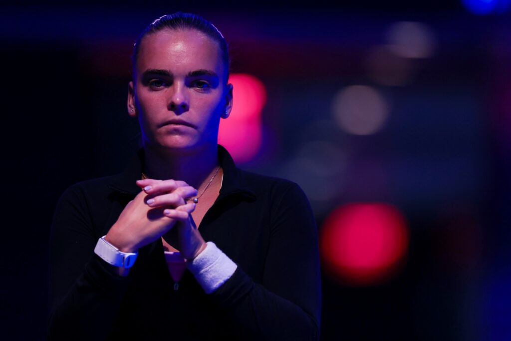 Sara Bejlek waits in the players' tunnel